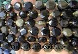 CCB2356 15 inches 12mm faceted coin golden obsidian beads