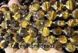 CCB2361 15 inches 12mm faceted coin yellow tiger eye beads