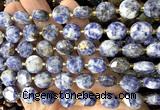 CCB2374 15 inches 12mm faceted coin blue spot stone beads