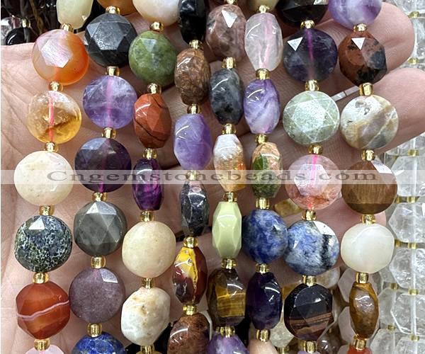 CCB2378 15 inches 12mm faceted coin colorful gemstone beads