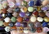 CCB2378 15 inches 12mm faceted coin colorful gemstone beads