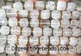 CCB2400 15 inches 10mm faceted square Angolan white quartz beads
