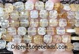 CCB2401 15 inches 10mm faceted square yellow quartz beads