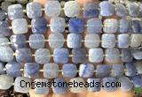 CCB2406 15 inches 10mm faceted square blue aventurine jade beads