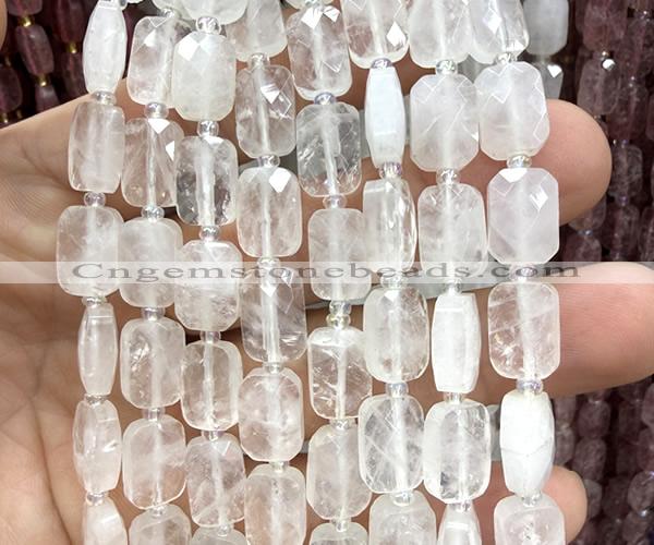 CCB2450 15 inches 9*13mm faceted rectangle Angolan white quartz beads