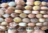 CCB2512 15 inches 9*14mm faceted marquise peach aventurine jade beads