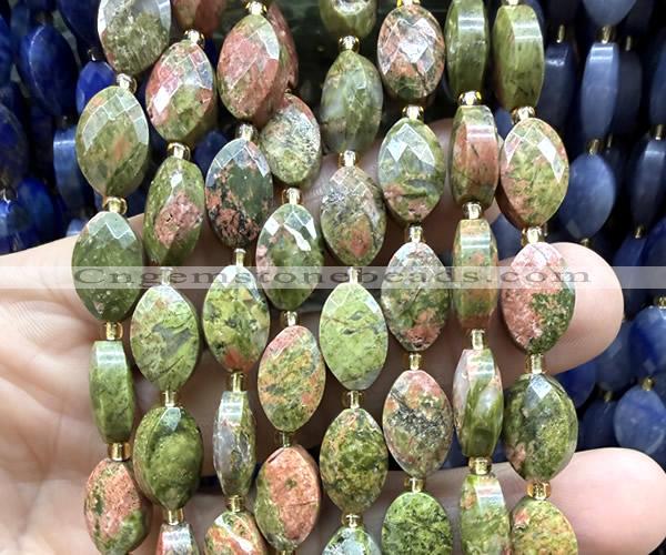 CCB2518 15 inches 9*14mm faceted marquise unakite beads