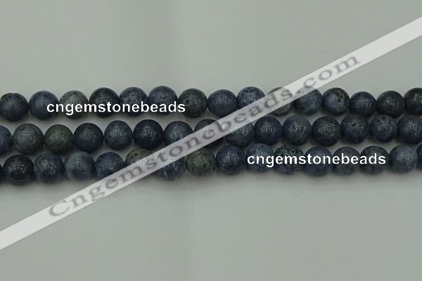 CCB454 15.5 inches 12mm round blue coral beads wholesale