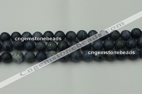 CCB455 15.5 inches 14mm round blue coral beads wholesale