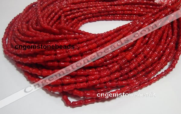 CCB50 15.5 inches 5*11mm bamboo shape red coral beads Wholesale