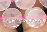 CCB500 15.5 inches 12mm coin rose quartz beads wholesale