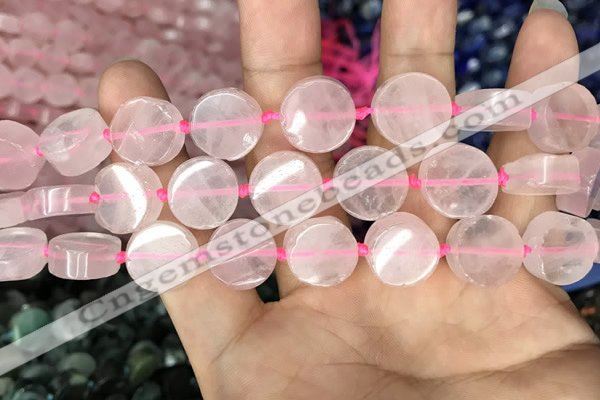 CCB500 15.5 inches 12mm coin rose quartz beads wholesale