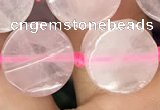 CCB501 15.5 inches 14mm coin rose quartz beads wholesale