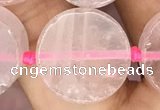 CCB502 15.5 inches 16mm coin rose quartz beads wholesale