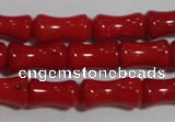 CCB51 15.5 inches 6*10mm bamboo shape red coral beads Wholesale