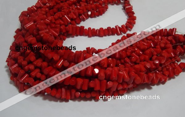 CCB53 15.5 inches 6*9mm column red coral beads Wholesale