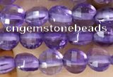 CCB531 15.5 inches 4mm faceted coin amethyst gemstone beads