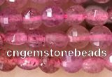 CCB532 15.5 inches 4mm faceted coin strawberry quartz beads