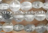 CCB533 15.5 inches 4mm faceted coin cloudy quartz beads