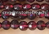 CCB538 15.5 inches 4mm faceted coin red garnet beads wholesale