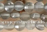 CCB541 15.5 inches 4mm faceted coin grey moonstone beads