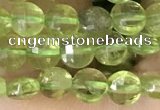 CCB547 15.5 inches 4mm faceted coin peridot gemstone beads