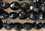 CCB549 15.5 inches 4mm faceted coin black tourmaline beads