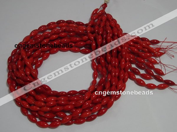 CCB59 15.5 inches 5*12mm rice shape red coral beads Wholesale