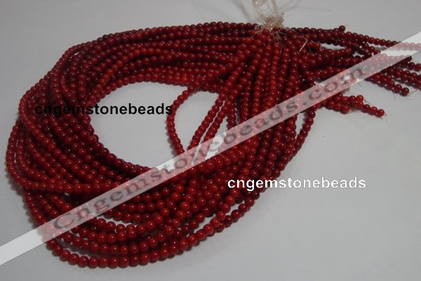 CCB60 15.5 inches 4mm round red coral beads Wholesale