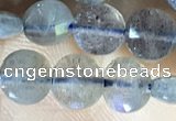 CCB607 15.5 inches 6mm faceted coin labradorite gemstone beads