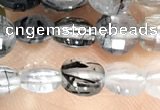 CCB609 15.5 inches 6mm faceted coin black rutilated quartz beads