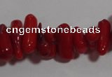 CCB61 15.5 inch 4*11mm irregular branch red coral chip beads