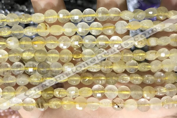 CCB611 15.5 inches 6mm faceted coin citrine gemstone beads