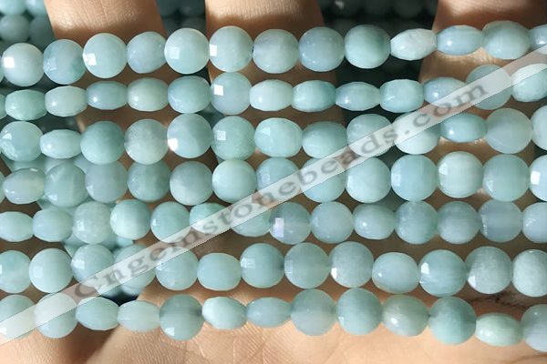 CCB620 15.5 inches 6mm faceted coin amazonite gemstone beads