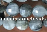 CCB627 15.5 inches 6mm faceted coin eagle eye jasper gemstone beads