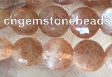 CCB628 15.5 inches 6mm faceted coin natural sunstone gemstone beads