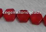 CCB64 15.5 inches 13mm hexagon red coral beads Wholesale