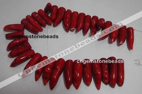 CCB66 16 inches horn shape red coral beads Wholesale