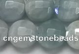 CCB680 15.5 inches 10mm faceted coin aquamarine gemstone beads