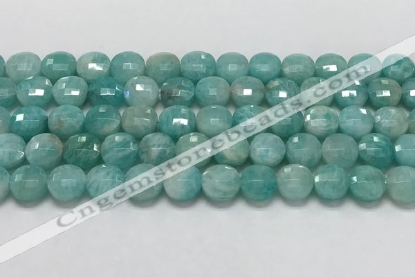 CCB681 15.5 inches 10mm faceted coin amazonite gemstone beads