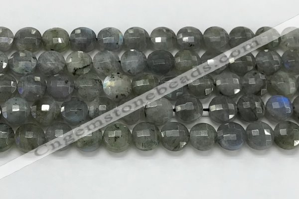 CCB684 15.5 inches 10mm faceted coin labradorite gemstone beads