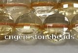 CCB686 15.5 inches 10mm faceted coin citrine gemstone beads