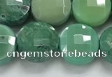 CCB689 15.5 inches 10mm faceted coin grass agate gemstone beads