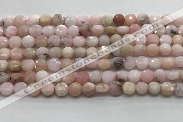 CCB704 15.5 inches 6mm faceted coin pink opal gemstone beads