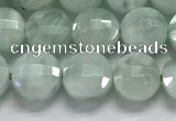 CCB708 15.5 inches 6mm faceted coin green angel skin gemstone beads