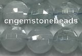 CCB720 15.5 inches 8mm faceted coin aquamarine gemstone beads