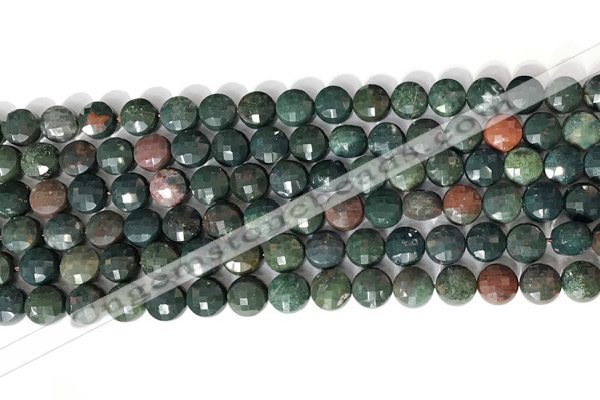 CCB750 15.5 inches 8mm faceted coin Indian bloodstone gemstone beads