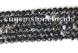 CCB754 15.5 inches 8mm faceted coin black line agate beads