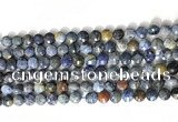 CCB755 15.5 inches 8mm faceted coin blue dumortierite beads