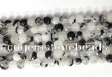 CCB758 15.5 inches 8mm faceted coin black rutilated quartz beads